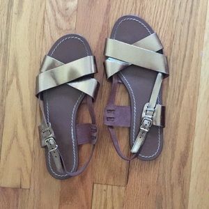 J. Crew gold metallic leather sandals 8.5